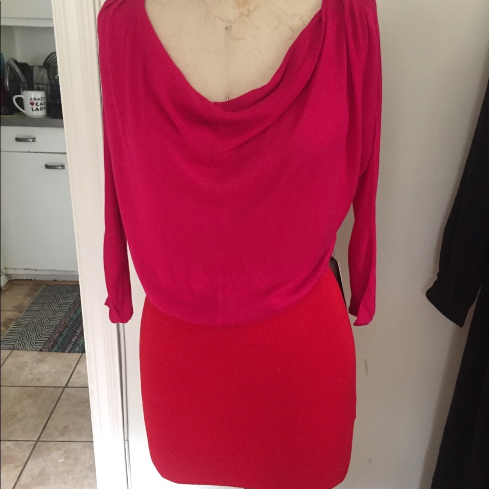 1 3/4 sleeve color block Express Mini dress NWT